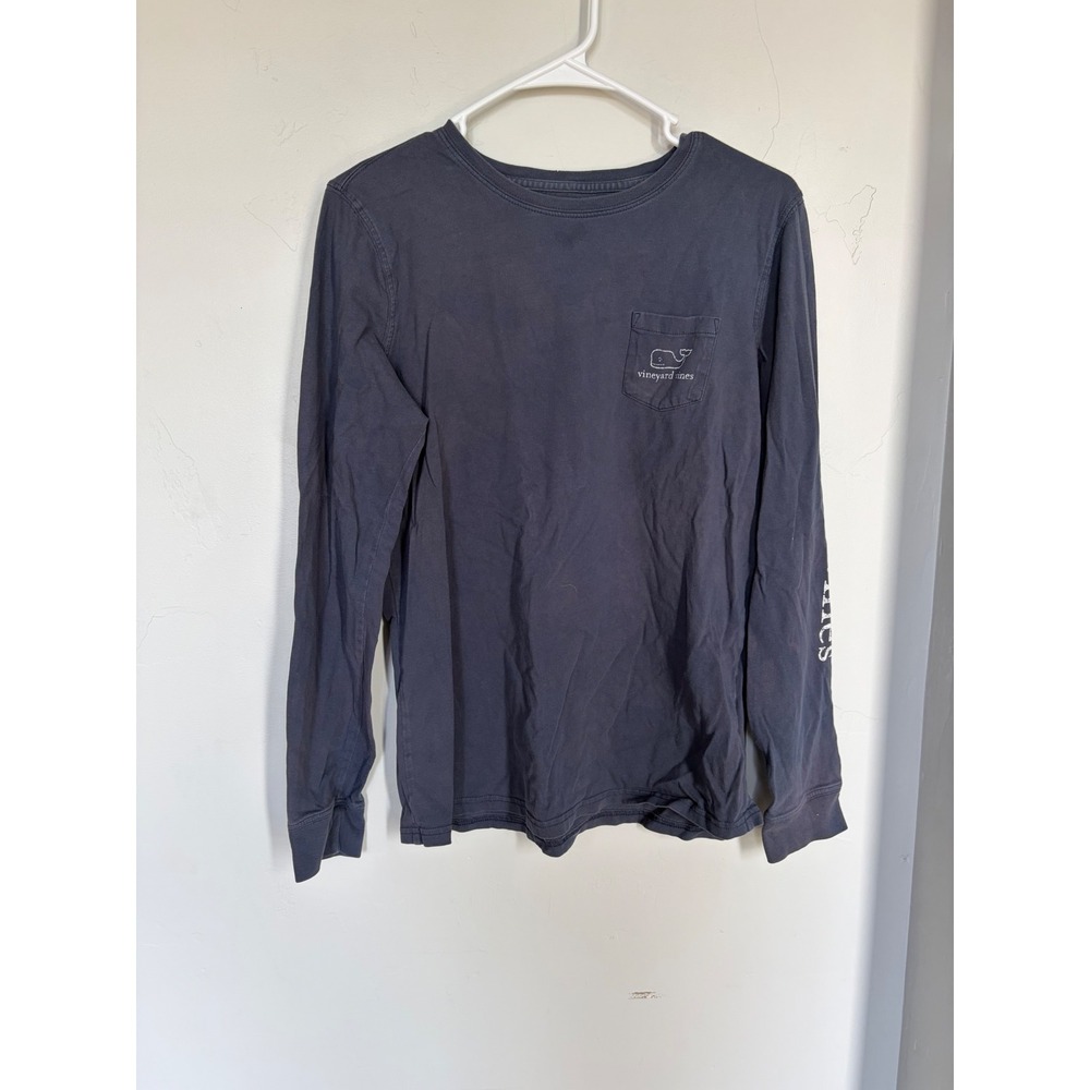 Vineyard Vines Mens Long Sleeve Pocket T-Shirt Navy Blue Whale Logo Size M‎